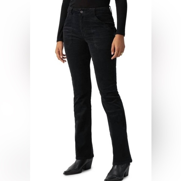 SANCTUARY Pants - SANCTUARY velveteen hayden bootcut black‎ sz 33 velvet moto biker NWT whimsigoth